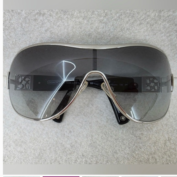 Coach Aviator Women's Sunglasses HC 7005B Black Silver Rhinestones L016 Reagan - Picture 4 of 6